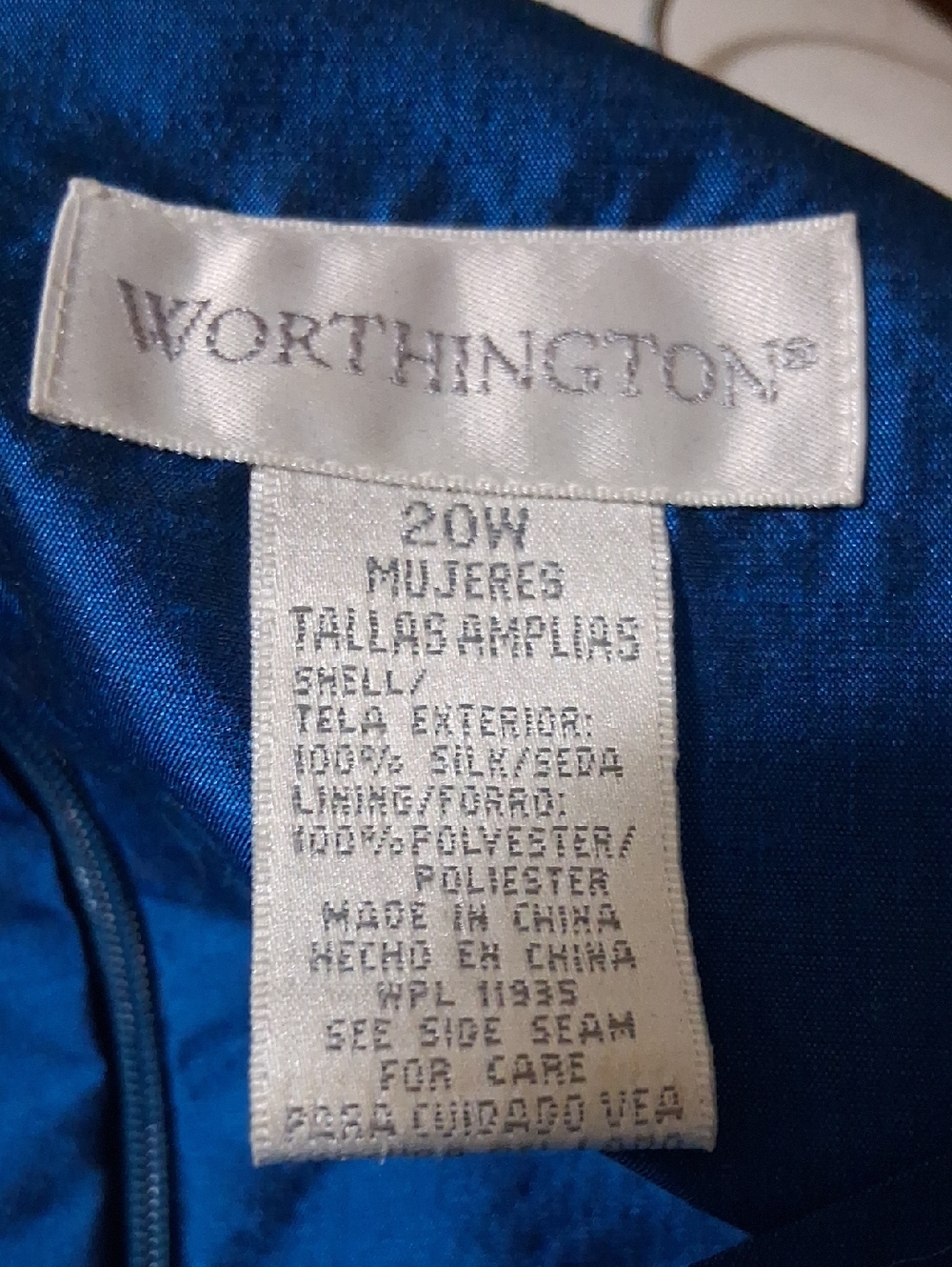 Worthington Blue Silk Sleeveless Dress Size 20W - Picture 3 of 4